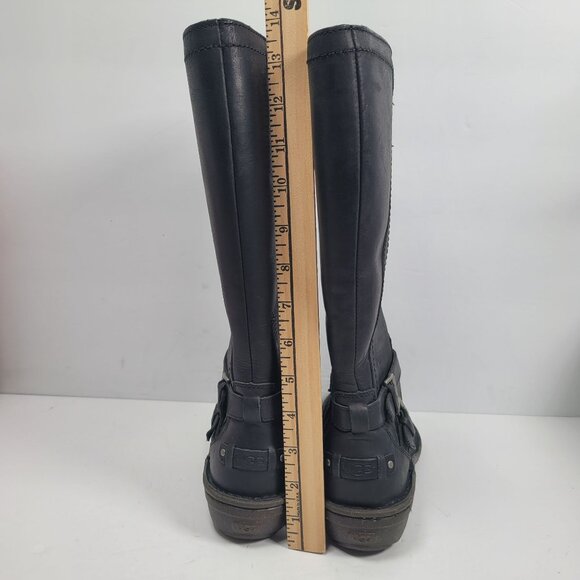 UGG Women’s Rosen Black Leather Tall Zip Up Boots S/N1008210 US Size 6 - Picture 10 of 12
